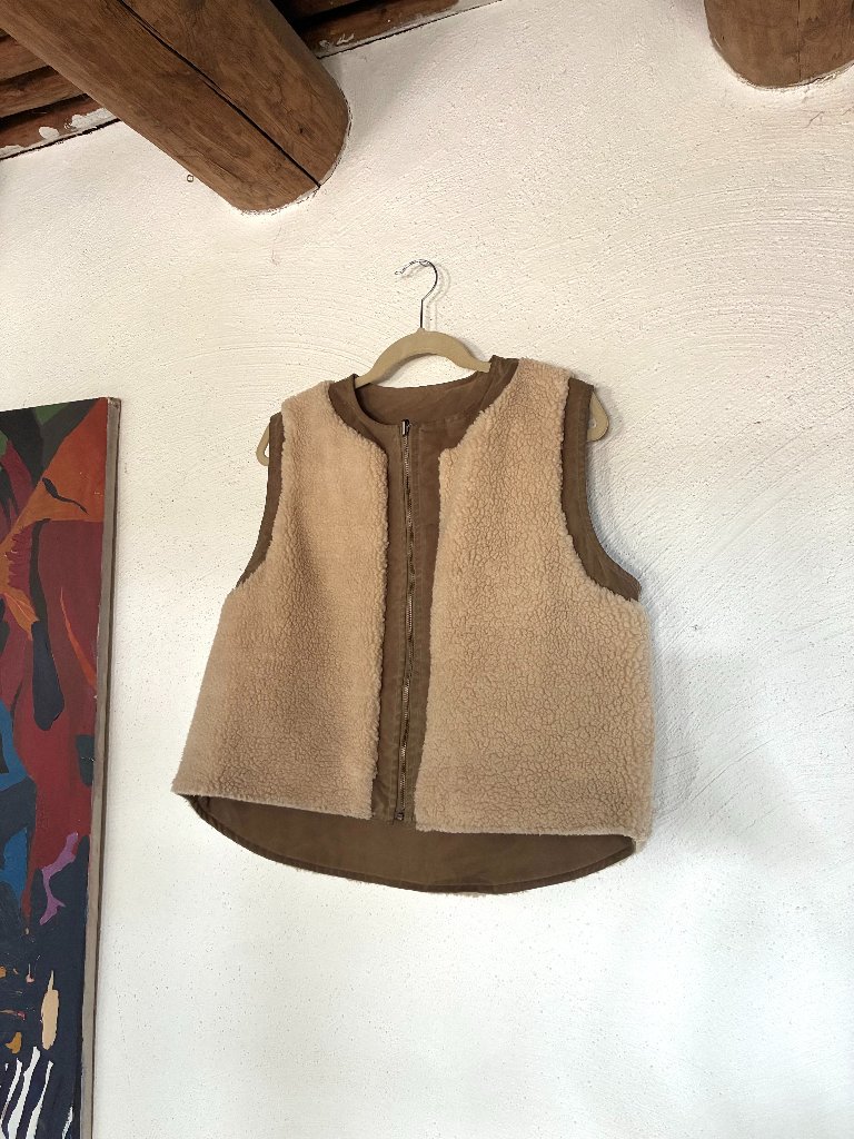 Kate Sheridan Waxed Canvas And Wool Sherpa Reversible "Lumber" Vest